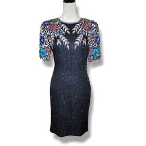 Stenay Silk Cocktail Dress Open Back Women's Size 4 Sequined Formal Evening